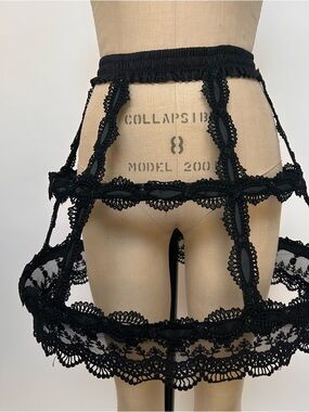 Victorian Black Lace Cage Petticoat Skirt